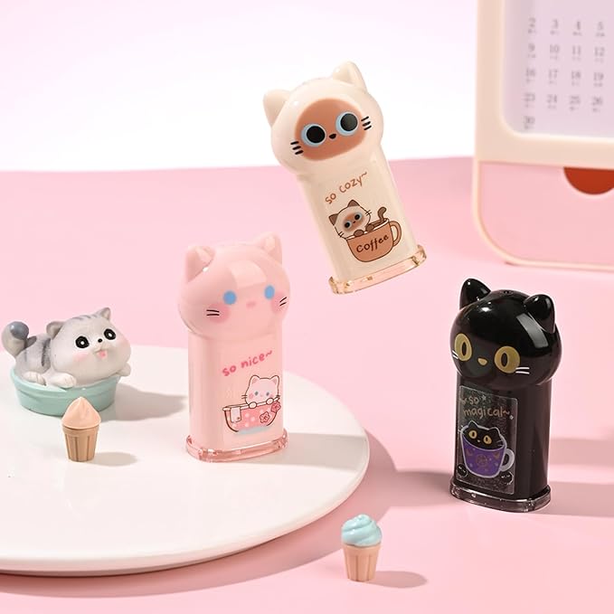4Pcs Cute Cat Pencil Sharpeners Small Manual Pencil Sharpener Kawaii Stationery - Image 6