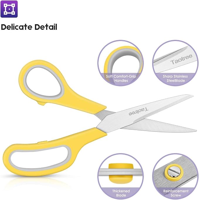 Scissors Bulk Set of 6-Pack, Taotree 8"Scissors All Purpose Heavy Duty | Sharp - Image 4