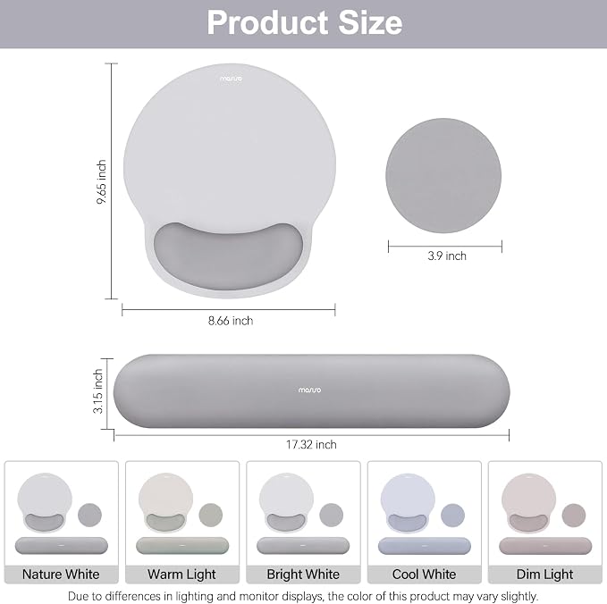 MOSISO Wrist Rest Support for Mouse Pad&Keyboard Set, Circle Curved Ergonomic - Image 7