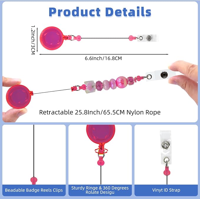 30pcs Multicolor Beadable Badge Reels Making Kits - Image 7
