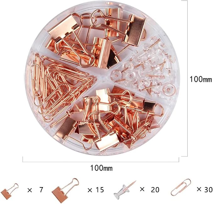 Paper Clips and Binder Clips Set, Metal Assorted Sized Binders - Image 2