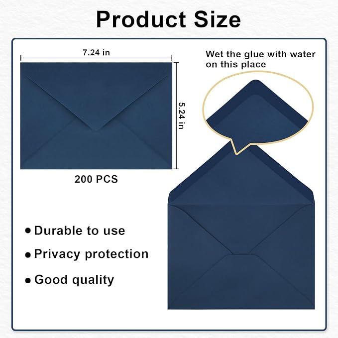 200 Pack A7 Envelopes, 5.24 x 7.24 in Envelopes - Image 3