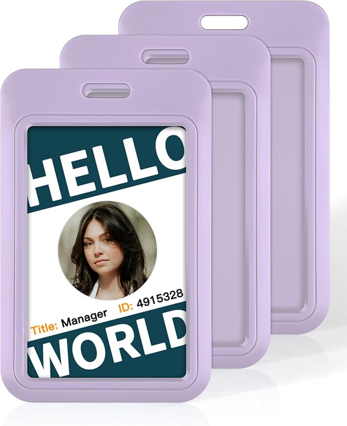Uniclife 3 Pack Sliding ID Badge Holder Vertical Hard Plastic Case - Image 8