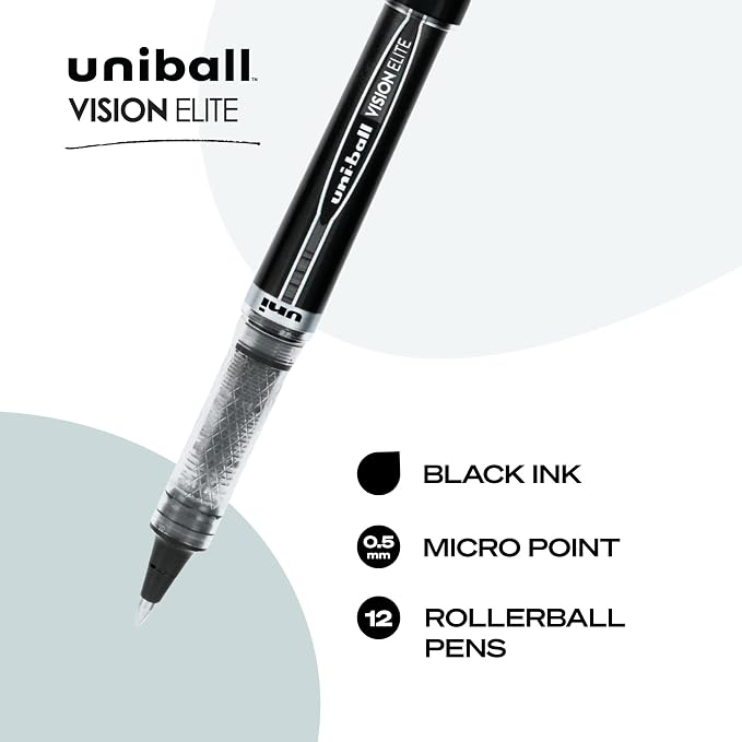 Uni-Ball Vision Elite Rollerball Pens Fine Point Micro Tip - Image 2