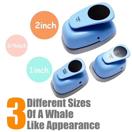 3‑Pcs Round Hole Paper Punch Set, Cutting Diameter 3/4‑inch, 2‑inch. | Circle - Image 2