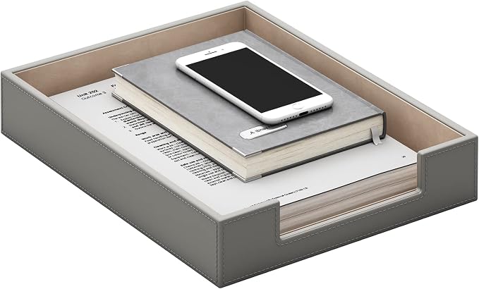 Leather Letter Tray, THIPOTEN Elegant Desk Organizer - Image 2