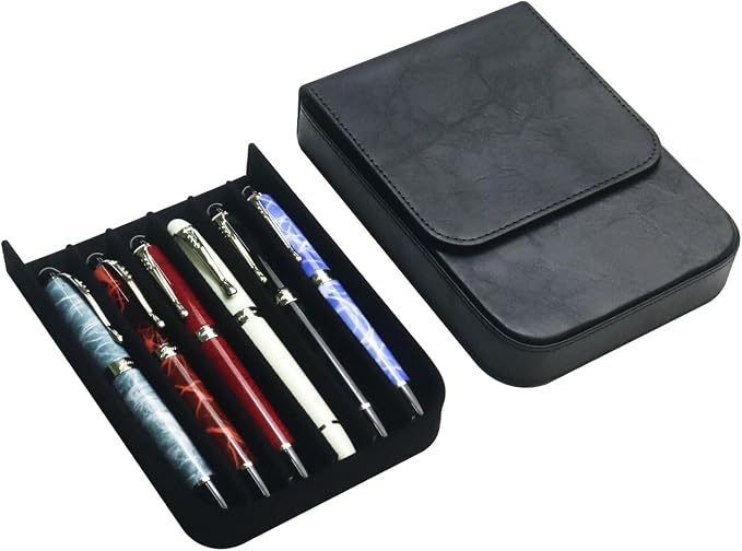 PU Leather 6 Fountain Pen/Pencil Tray Case, Magnetic Closure - Image 8