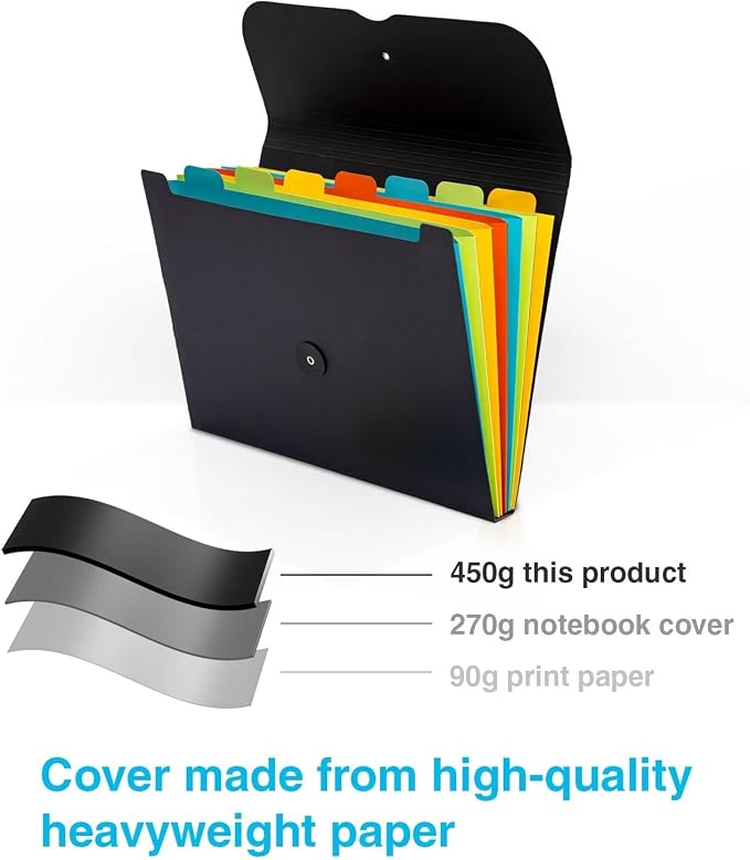 Expanding File Folder Accordion Plastic Free 7 Pocket Rainbow Divider - Image 3