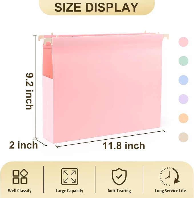 Extra Capacity Plastic Hanging File Folders Letter Size, 12 Pack 2 Inch - Image 2