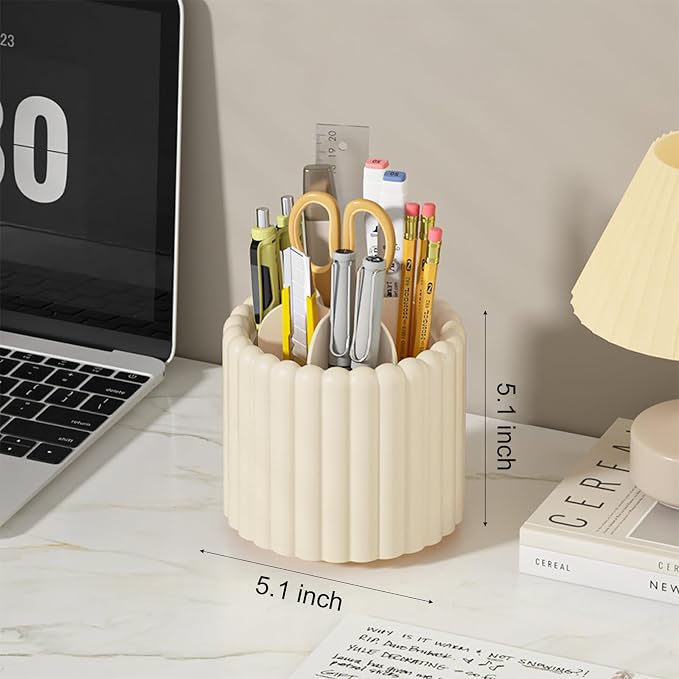 Anyoifax 360° Rotating Pen Holder 7 Slots Desk Organizer Removable Pencil Cup - Image 5