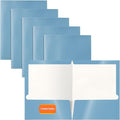 Better Office Products 2 Pocket Glossy Laminated Light Blue Paper Folders by BetterOfficeProducts
