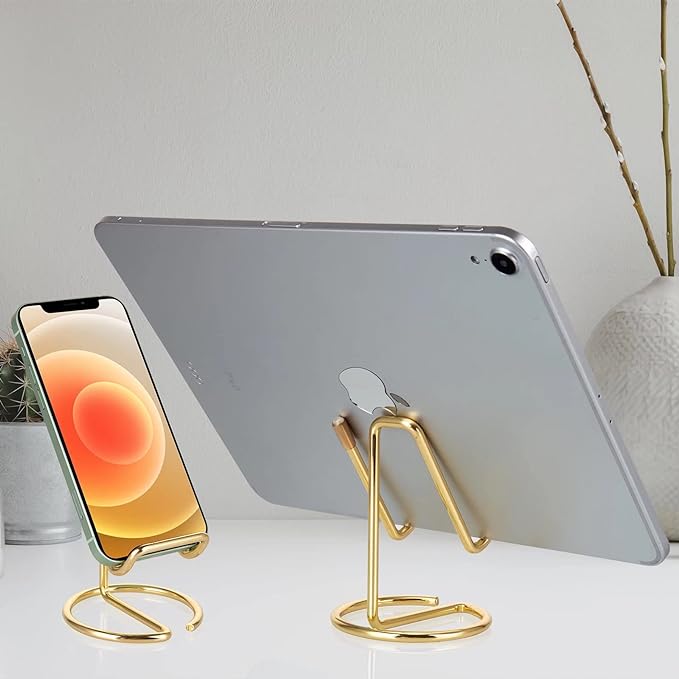 ROPOSY Cell Phone Stand for Desk, Cute Metal Gold Cell Phone Stand Holder Desk - Image 6