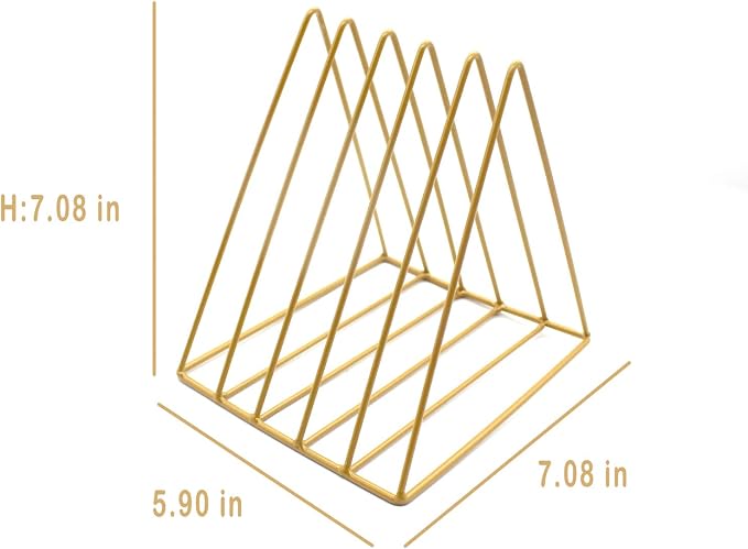 QPEY Triangle File Holder, 5 Slot Metal Vinyl Record Stand Holder Magazine - Image 3