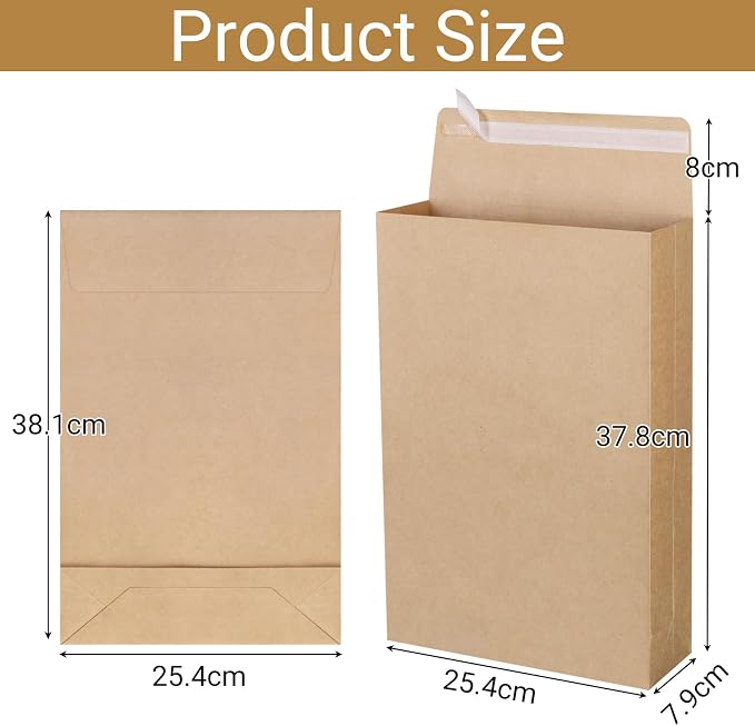 zmybcpack 25 Pack 10" x 15" Expandable Catalog Envelopes, Large Kraft Document - Image 2