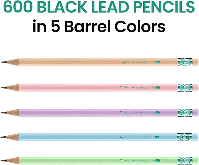 Taja 600 Pack #2 HB Pencils, Bulk Pre-Sharpened Wood-Cased Pencils - Image 2