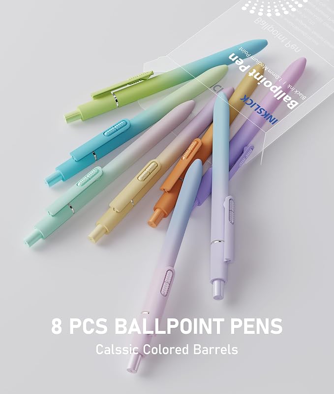 8 Pack Gradient Black Ballpoint Pens 1mm Fidget Pens - Image 5