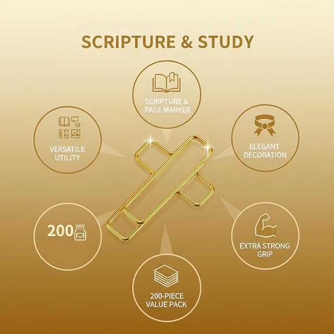 200 Pack Gold Cross Paper Clips, Decorative Paper Clips and Bookmarks - Image 3