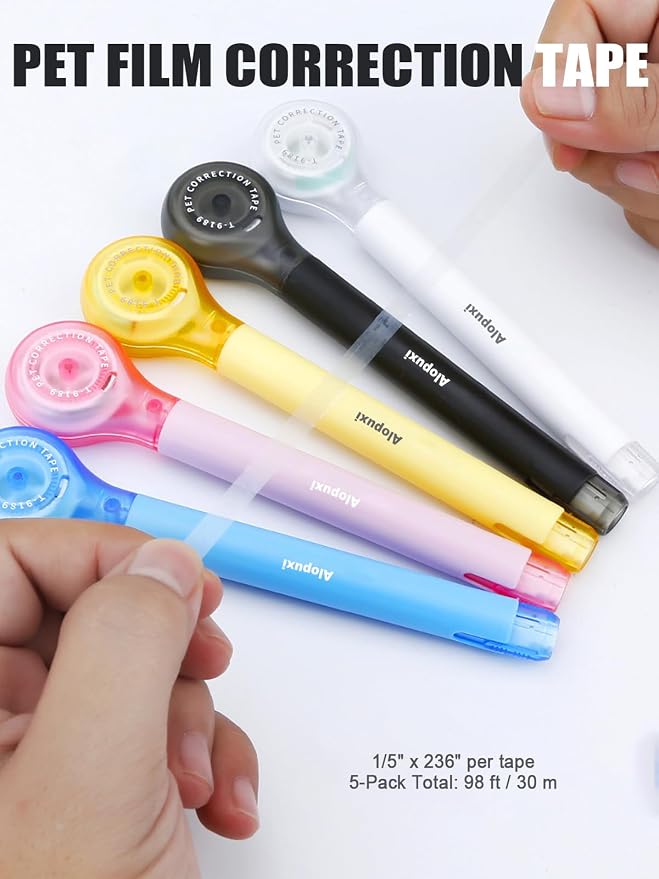 5-Pack White Correction Tape Pens, 1/5" x 236", Push-Pull Protective Cover | - Image 4