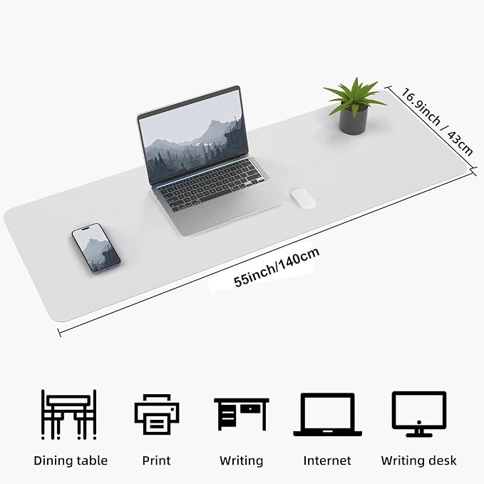 AFIING Cork Desk Mat 55" x 17", Dual-Sided Natural Cork & PU Leather Desk Pad - Image 2