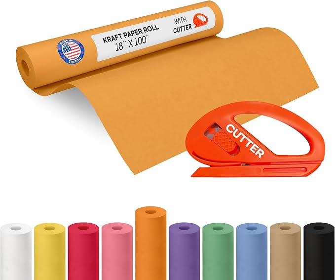 Orange Kraft Paper Roll 18" x 1200" by IDLPackaging