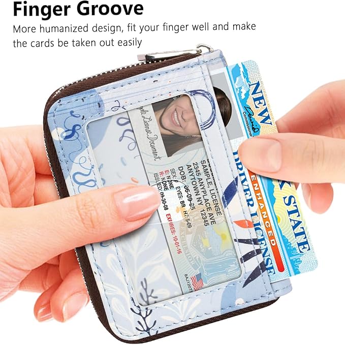 FurArt Zipper Wallet Women, RFID Blocking Credit Card Wallet, Business Card - Image 2
