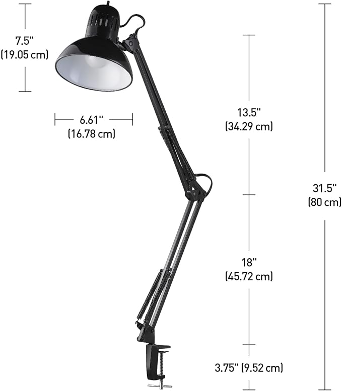 Globe Electric 12641 Architect 32" Swing-Arm Clamp-On Lamp, LED Bulb Included - Image 4