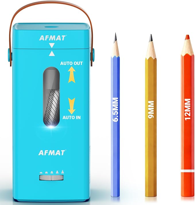 AFMAT Electric Pencil Sharpener, Fully Automatic Pencil Sharpener, Auto in & Out by AFMAT