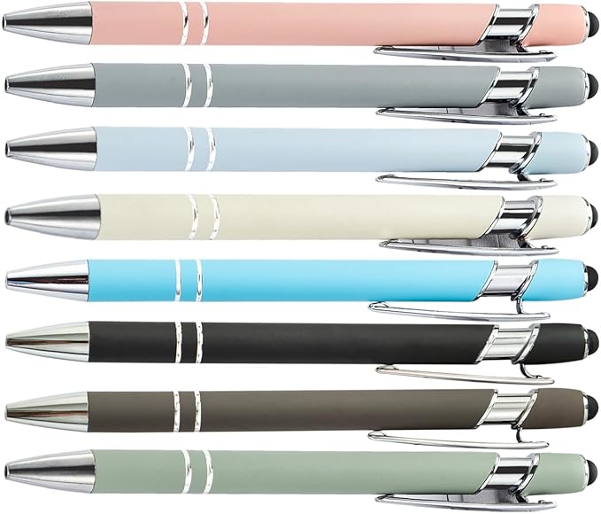 PASISIBICK 8 Pieces Ballpoint Pens, 2-in-1 Stylus Tip Retractable Ballpoint Pen by PASISIBICK