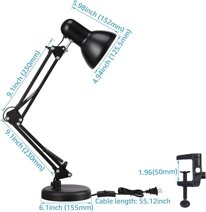 TORCHSTAR Metal Desk Lamp, Adjustable Swing Arm, - Image 6
