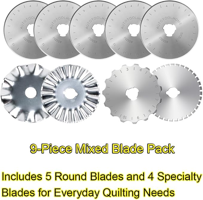 45mm Rotary Cutter with 9pcs Extra Blades Automatic Fabric Roller Cutter - Image 2