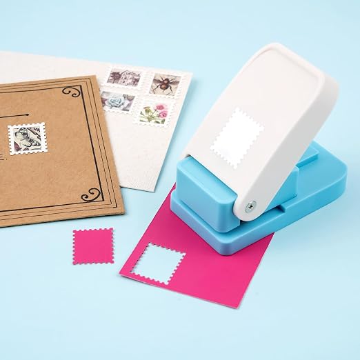 3 Pcs Paper Punch, 1X0.8 inch Rectangular Postage Stamp Punches & 1" Square - Image 2