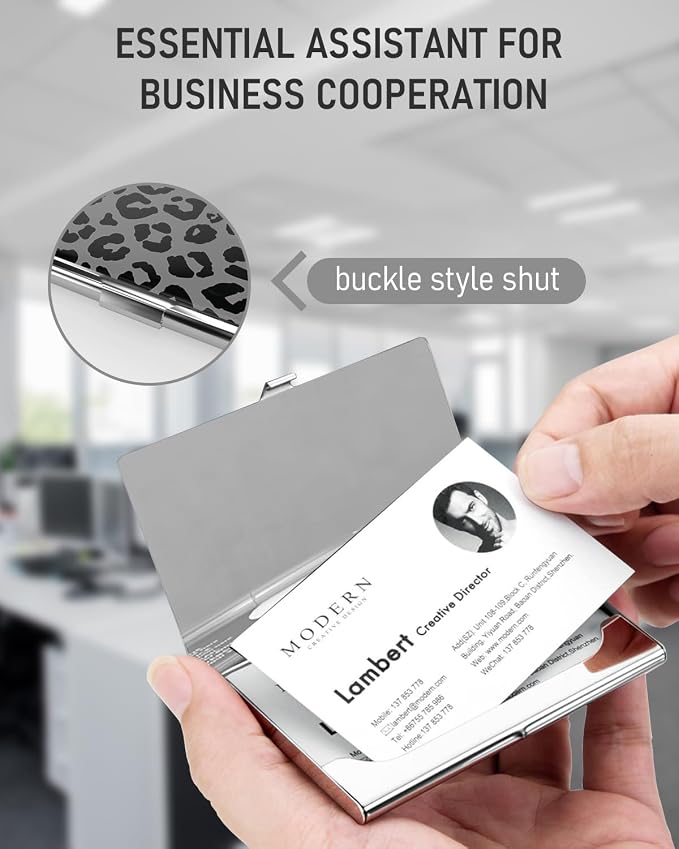 Business Card Metal Slim Organizer, Professional Stainless Steel Square Pocket - Image 5