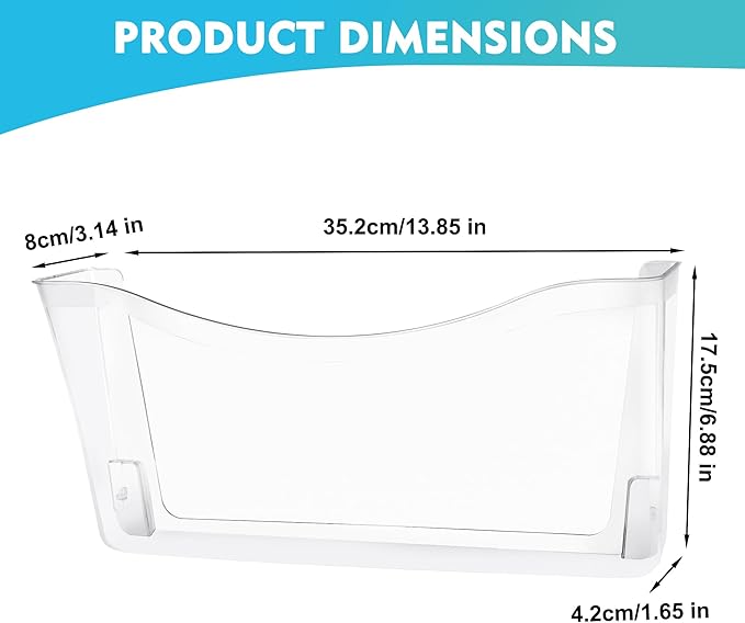 EASEPRES 3 Pack Clear Single Pocket Hanging File Organizer, Plastic Wall Mount - Image 2