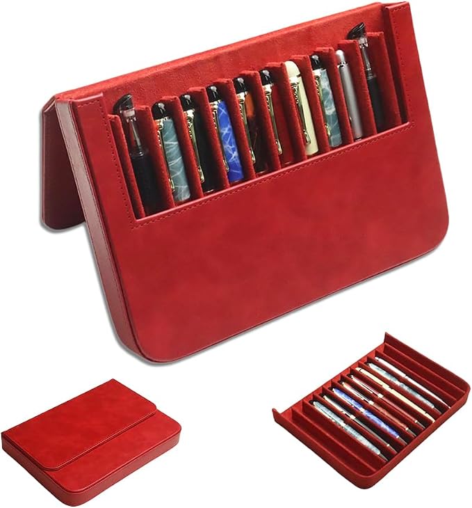 Leather 12 Fountain Pen/Pencil Tray Case Organizer, Fashion Design, Magnetic by MIVLXLX