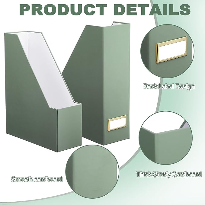 Feifeiya Magazine File Holder Set of 6 Stylish Sturdy Cardboard File Boxes Desk - Image 3