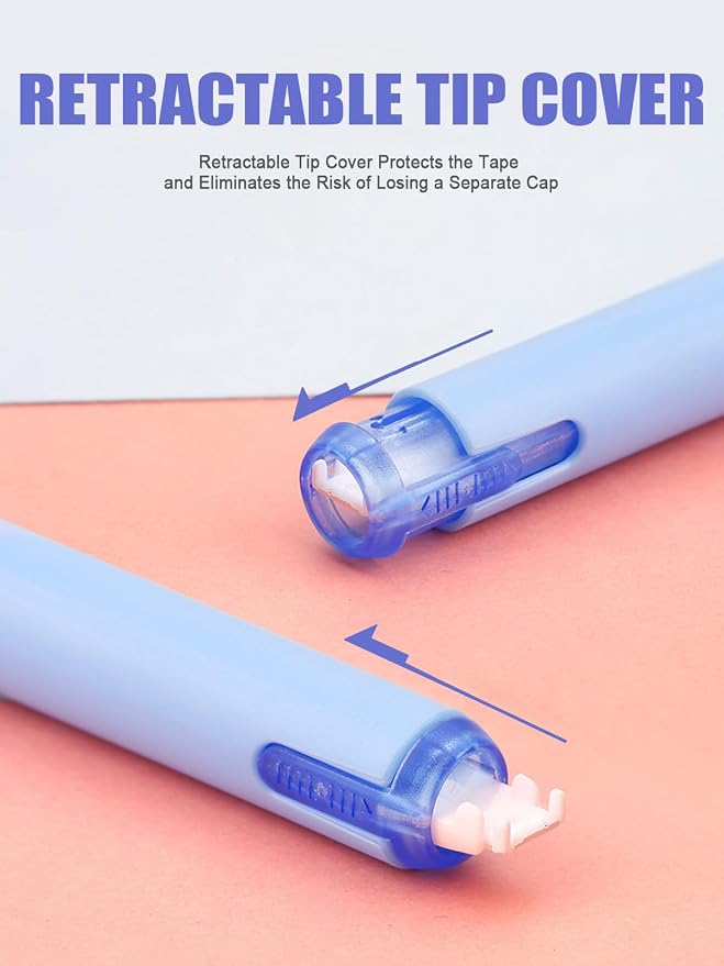 5-Pack White Correction Tape Pens, 1/5" x 236", Push-Pull Protective Cover | - Image 3