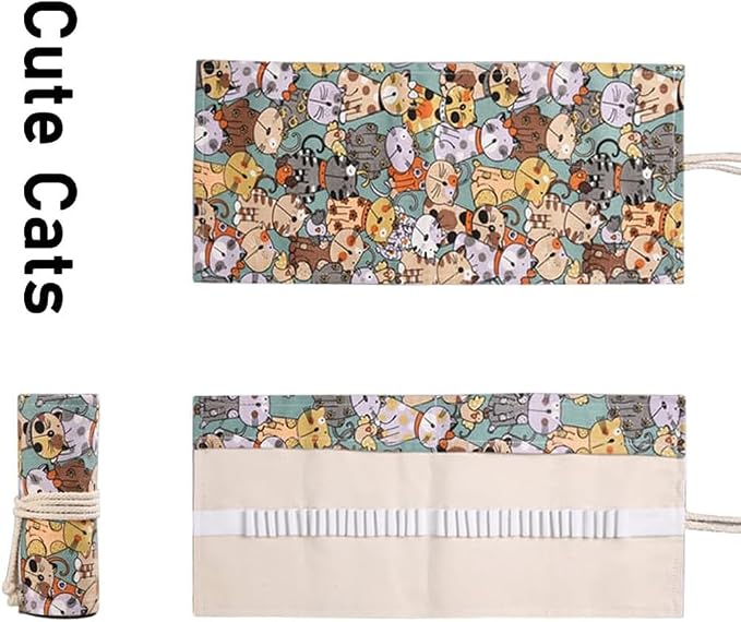 DIYOMR 12/24/36/72 Slots Pencil Wrap Pencil Rolls, Artist Colored Pencil Roll - Image 4