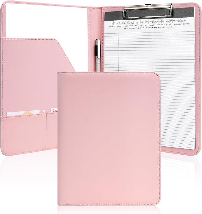 Professional Padfolio with Clipboard, Faux Leather Portfolio Folder Binder by OOWOLF