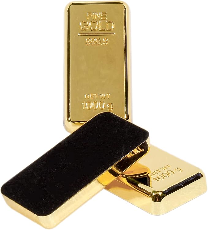 ZAHEPA Gold Bar Paperweight Pack of 3, Realistic Fake Gold Bars Desk Decor | - Image 2
