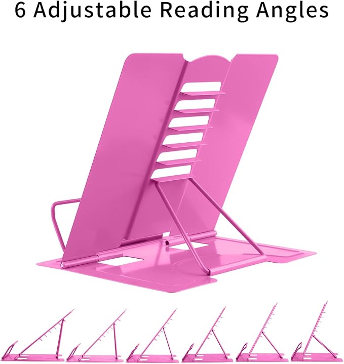 MSDADA Desk Book Stand Metal Reading Rest Book Holder Adjustable Cookbook - Image 3