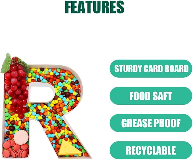 Cardboard Letter Fillable Charcuterie Board Candy Food Tray, 12.2 inch - Image 3