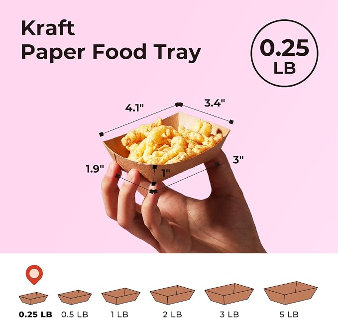 Fit Meal Prep [250 Pack 0.25 lb Paper Food Boats Heavy Duty Disposable Food - Image 2