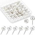 60 Pcs Push Pins, Thumb Tacks for Decorative Wall, Pearl White Thumbtacks for by Wteehn
