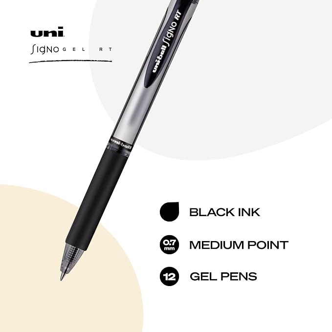 uniball Signo RT Gel Pens, Medium Point, 12 Pack - Image 3