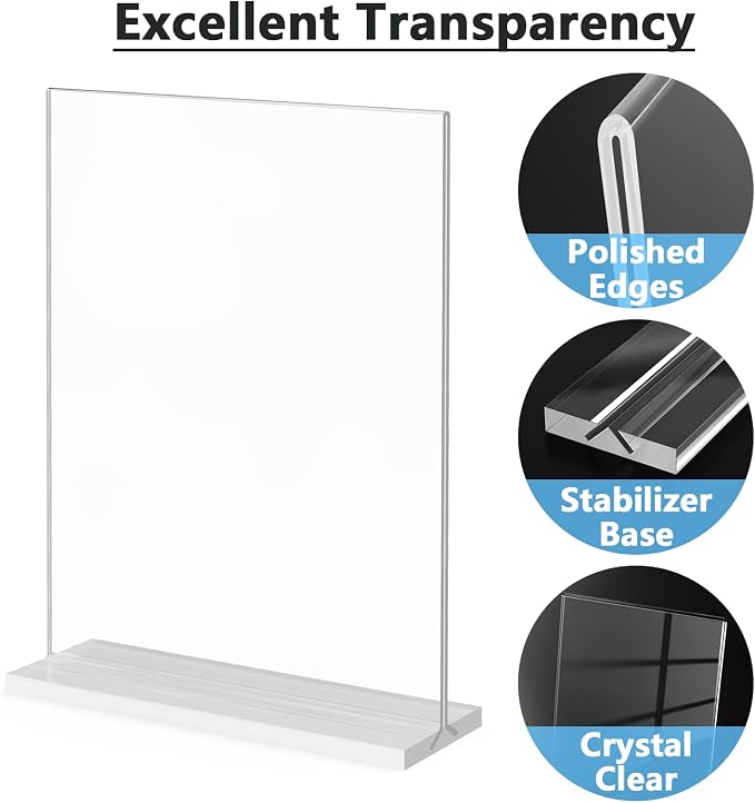 MaxGear Acrylic Sign Holder 8.5x11 Double Sided 2 Pack | Double Sided Display; - Image 4