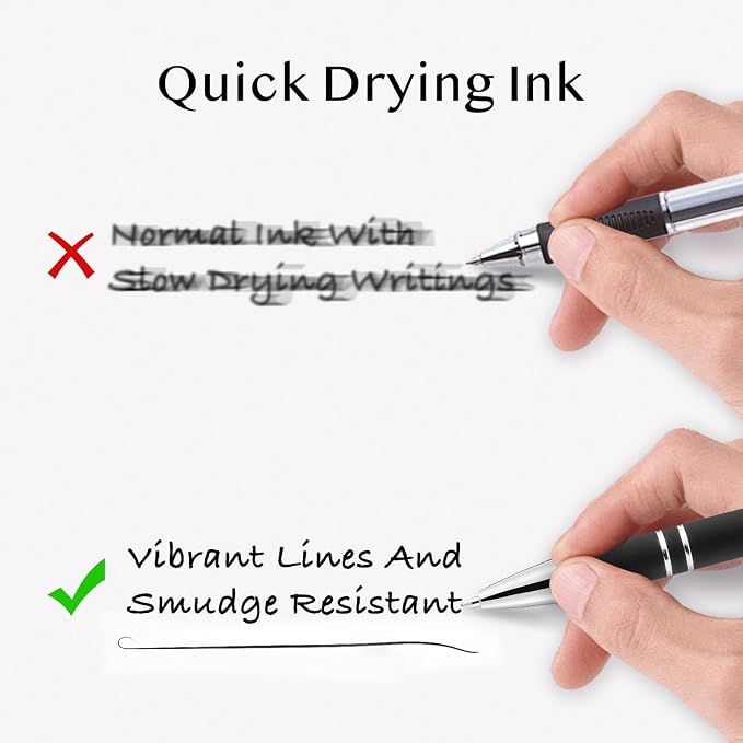 LINFANC 12 Pack Black Silver Ballpoint Pen - Image 5