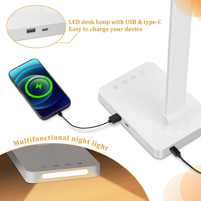 Dott Arts LED Desk Lamp with USB Ports, Touch Control, 5 Color Modes, 3 - Image 4