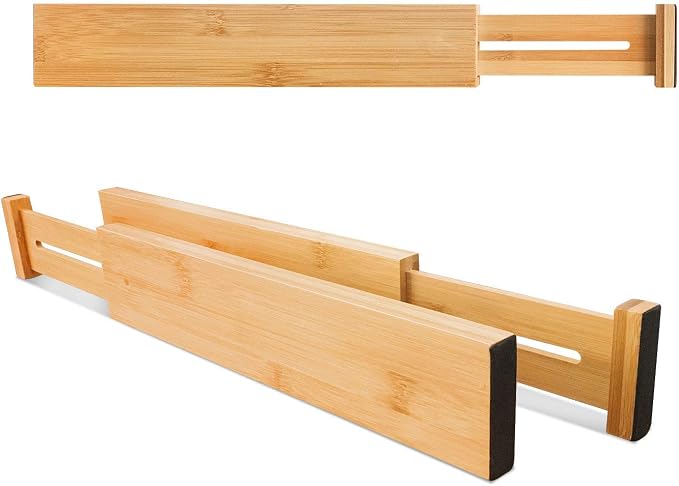 VaeFae 6-Pack Adjustable Bamboo Drawer Dividers, Expandable Drawer Organizer - Image 3