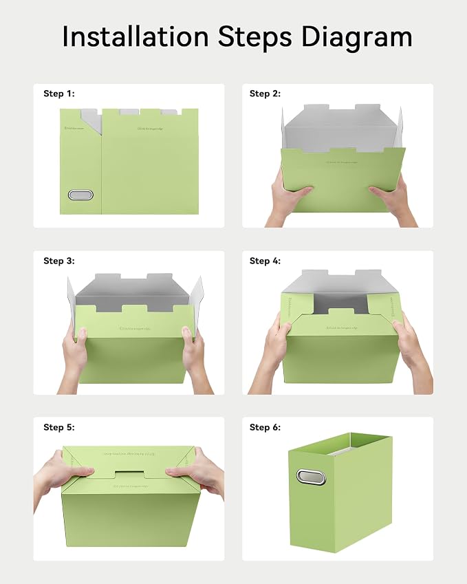Oterri File Organizer Box, Portable Collapsible Cardboard File Folder Organizer - Image 5