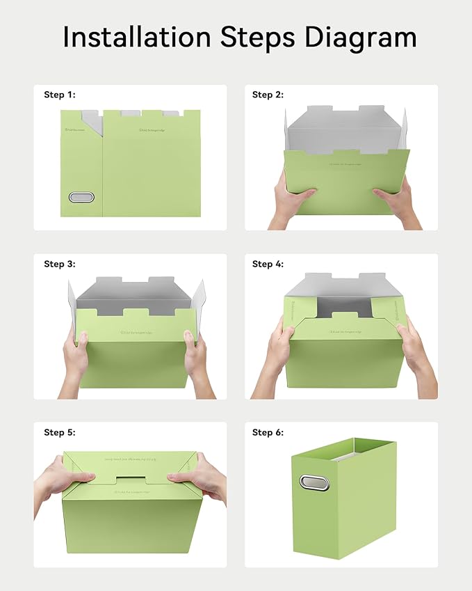 Oterri File Organizer Box, Portable Collapsible Cardboard File Folder Organizer - Image 4
